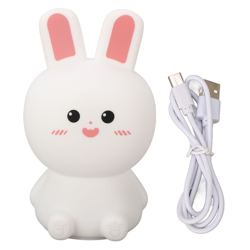 Cute Night Light Tap Control 5 Modes Rechargeable Rabbit Shape