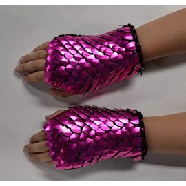 Dragonhide Knitted Scalemail Gauntlets - Pink Fire