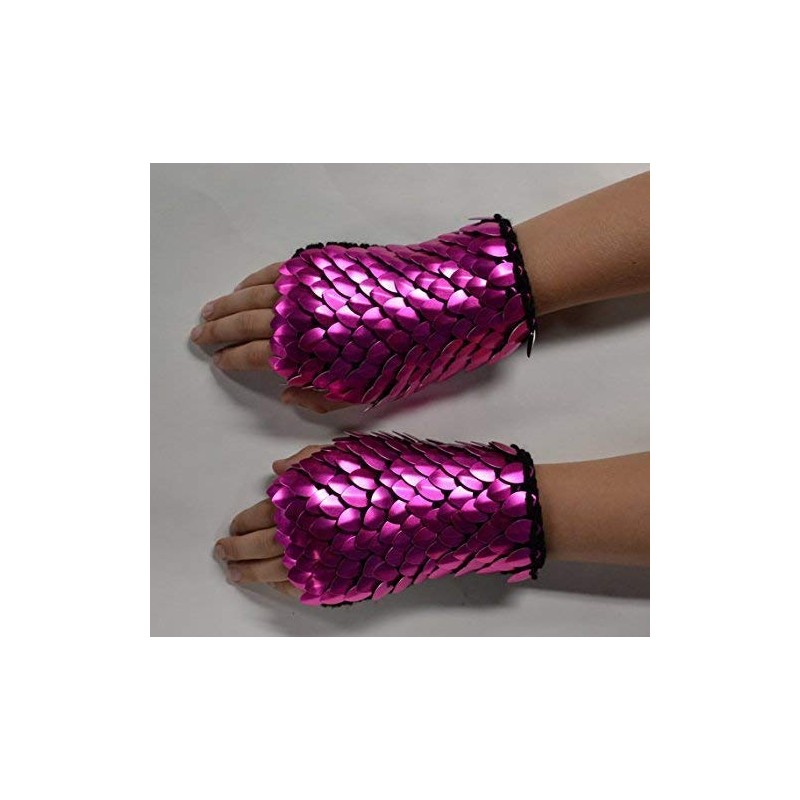 Dragonhide Knitted Scalemail Gauntlets - Pink Fire