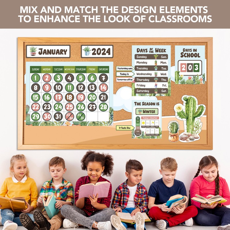 Decorably 137 Pcs Class Calendar for Classroom Elementary Set -
