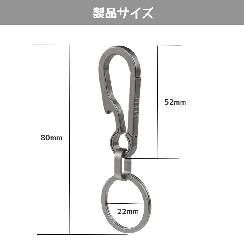 KALOLINNA Titanium Keychains, Set of 2, Carabiner Hook, Lightweight, Small,