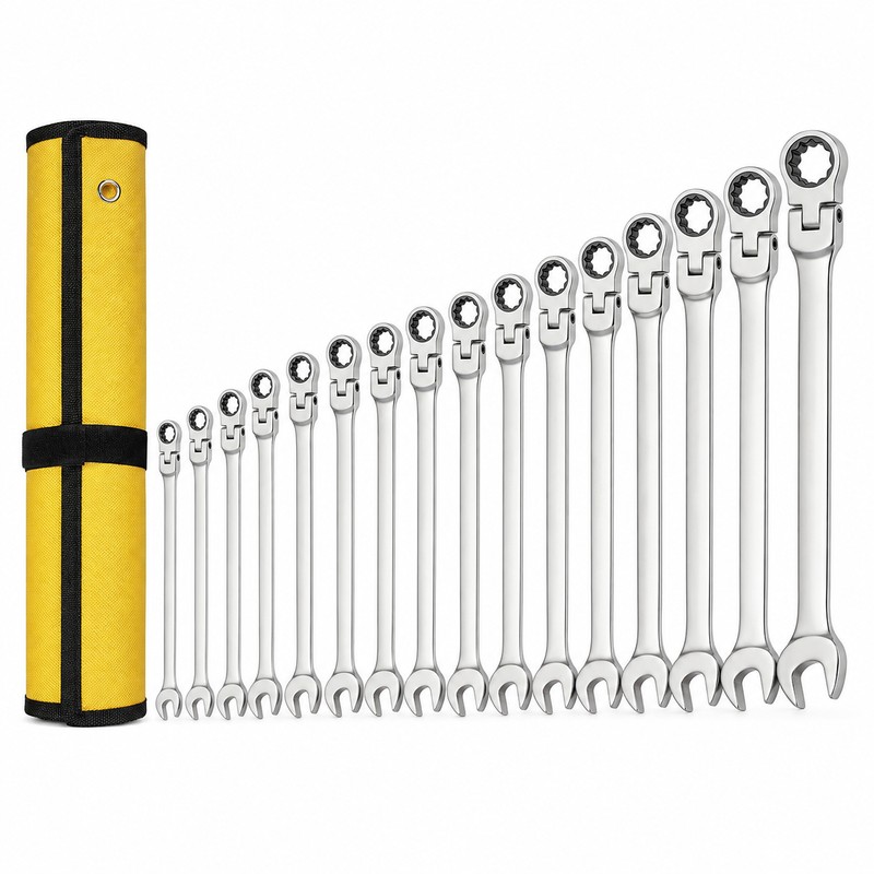 Metric Flex-Head Ratcheting Wrench Set for Auto Repair – 72-Tooth