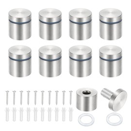 PATIKIL 1x1" Standoff Screws, 8 Pack Stainless Steel Stand Off Wall Mounts Wall Sign Mounting Hardware Advertising Standoff Nail for Hanging Acrylic Signs Picture Frame, Silver