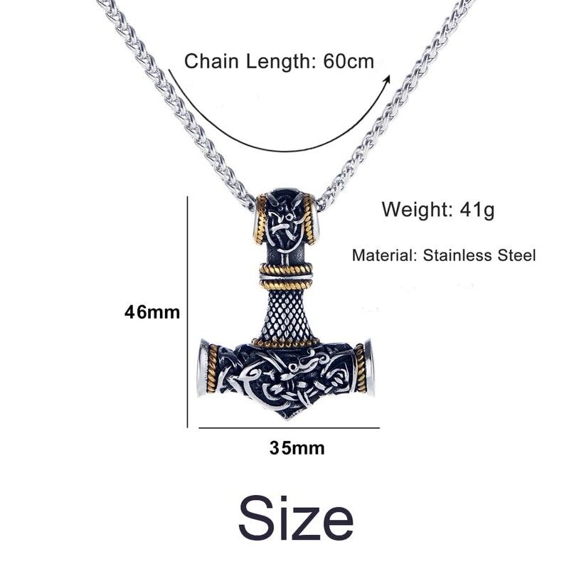 Thor's Hammer Necklace, Thor Hammer Chain, Viking Chain, Thor's Hammer
