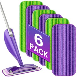 Reusable Mop Pads Compatible with Swiffer Wet Jet Mop- 6 Pack Wet Pads Refill Washable Microfiber Mop Pads Wet Dry Mopping Cloths Replacements for Swiffer Wetjet 12" Mop All Purpose Floor Cleaning
