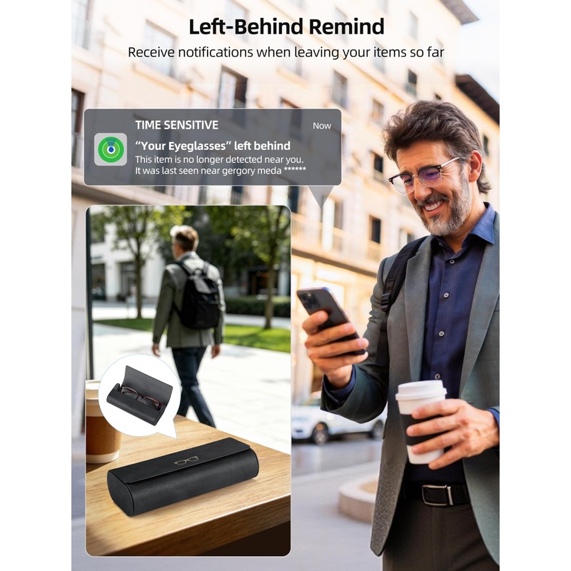 ExtreLife Smart Glasses Case, Works with Apple Find My, Rechargeable