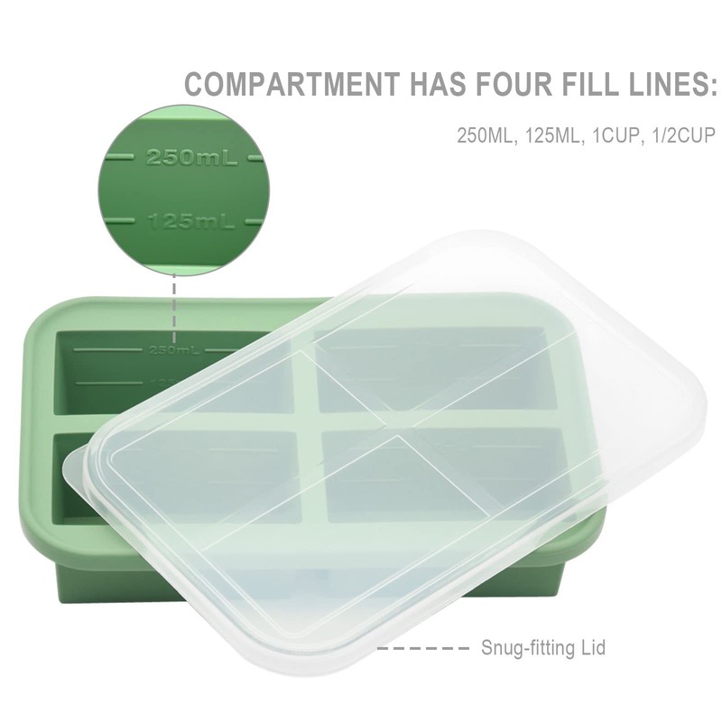Bongpuda Soup Freezer Containers, Silicone Freezer Trays With Lid,Easy-Release,Reusable Freezer