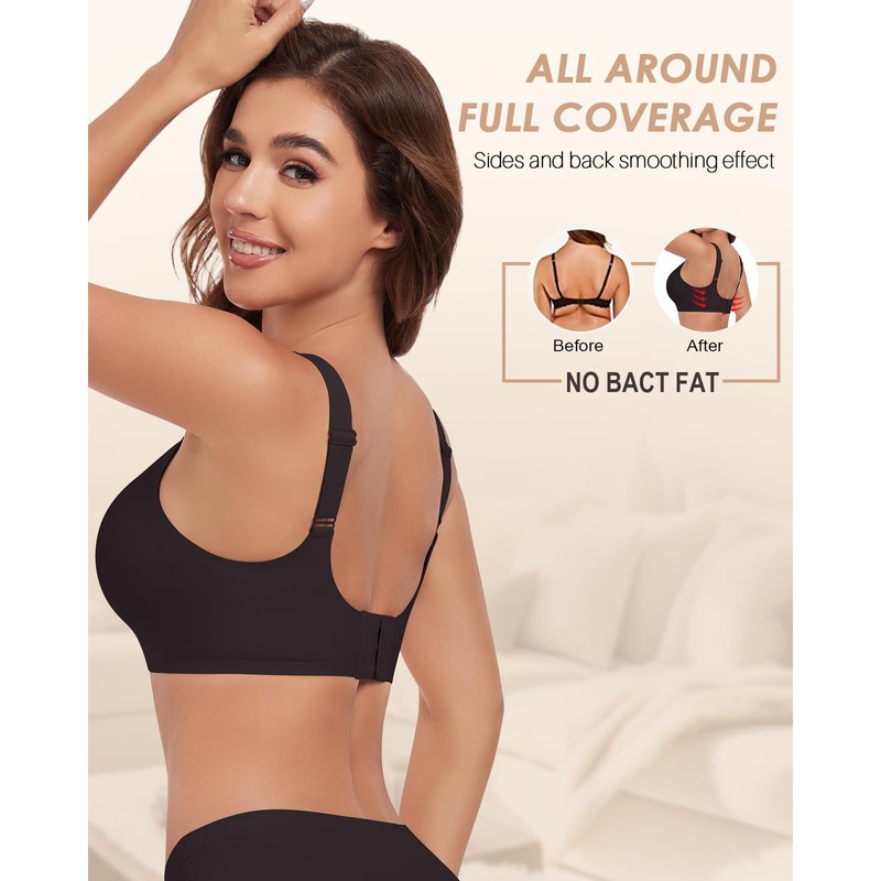 LEYSHE Women's Bra Without Underwire Comfit Bra V-Neck Seamless Bra