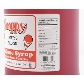 Snappy Tigers Blood Sno Cone Syrup, 1 Gallon, 4 Pack