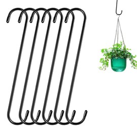 Belit 6 Pack Heavy Duty S Hooks for Hanging, 12 inch Extra Large S Hooks for Hanging Plant, Tree Branch, Bird Feeder, Pots and Pans Closet, Garden Pergola Indoor Outdoor Uses