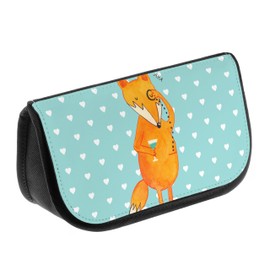 Mr. & Mrs. Panda Fox Lord Cosmetic Bag, turquoise, Hand Drawn
