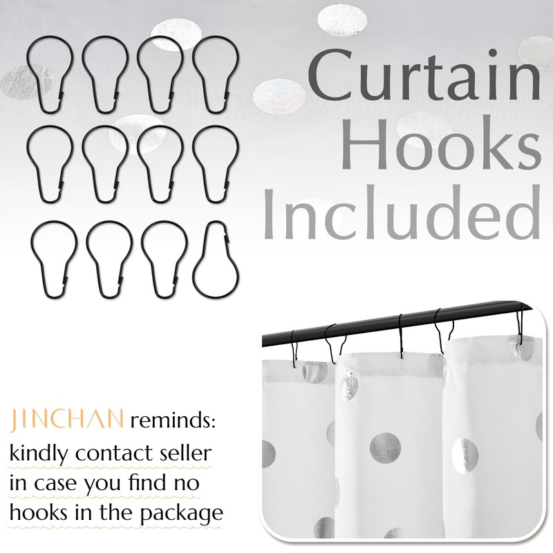 jinchan White and Silver Polka Dot Shower Curtain, Silver Foil