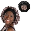 Funky Junque Reversible Satin Bonnet - Black/Leopard