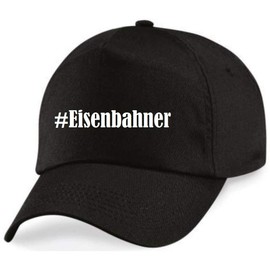 Reifen-Markt Base Cap Hashtag #Railway Train Size Plain Colour Black Print White, black
