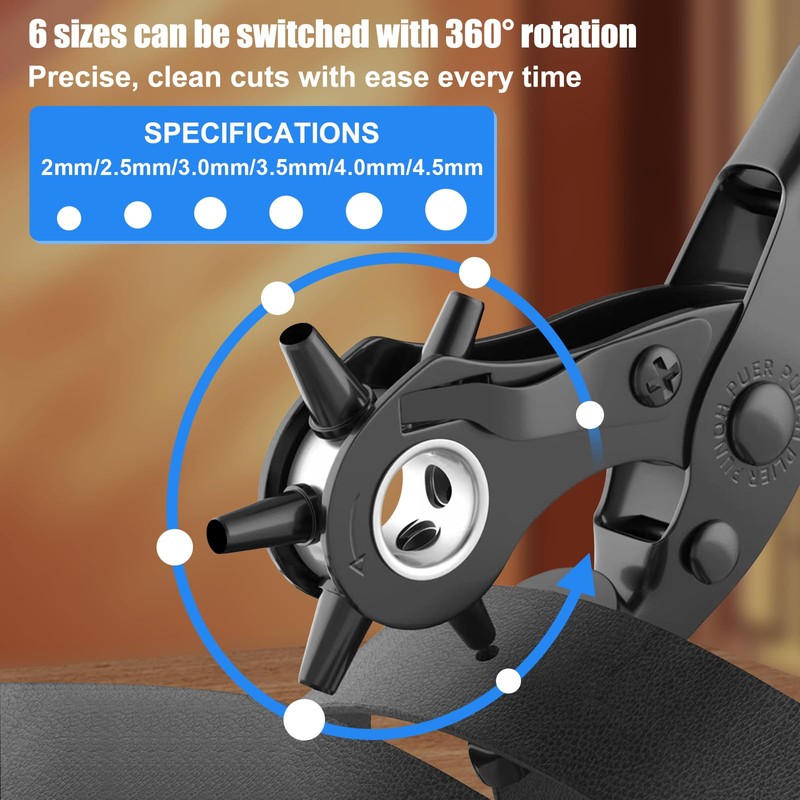 Diyife Belt Hole Puncher, [with Rotatable Punching Head], Hole Punch