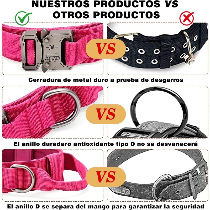 Collar de Perro Táctico, Collar para Perro de Nailon Militar