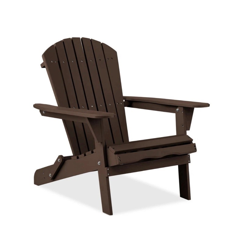 Best Choice Products Folding Adirondack Chair Outdoor, Wooden Accent Yard
