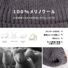 TOP-EX Men's Knit Hat, 100% Merino Wool Hat, Knit Cap, Ski Hat, Snowboarding Hat, Small Face Effect, Recyclable, Cold Protection, One Size Fits Most, For Autumn and Winter, Bicycle, Walking, Skiing,