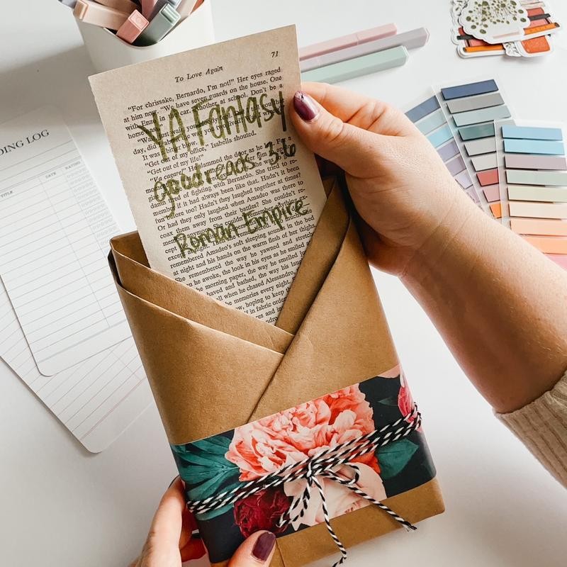 Blind date with a book with stickers, handmade magnetic bookmark,