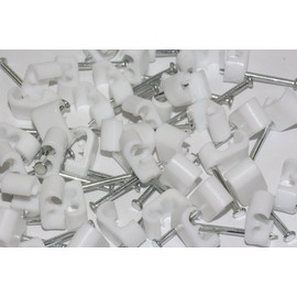 UKFIX 100 x White Twin Satellite Shotgun Cable Clips, Sky Plus, Sky HD, CB63R, WF65