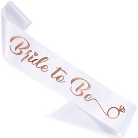 CORRURE Banda y tiara de despedida de soltera con texto en inglés "Bride to Be" para despedida de soltera, banda de purpurina de oro rosa con papel de aluminio, accesorios de decoración para despedidas de soltera, regalo de boda, compromiso