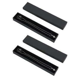 YNR 2 Pcs Black Long Necklace Case, Necklace Box, Jewellery Box Gift, Bracelets Pendant Display Boxes for Mothers Day, Christmas, Thanksgiving, Wedding, Birthday (21 * 4 * 2cm)