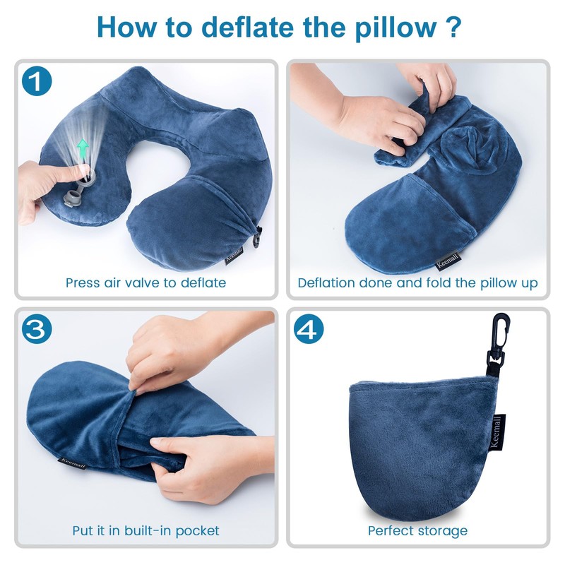 Keemall Inflatable Neck Pillow Airplane, Comfortable Inflatable Travel Neck Pillows