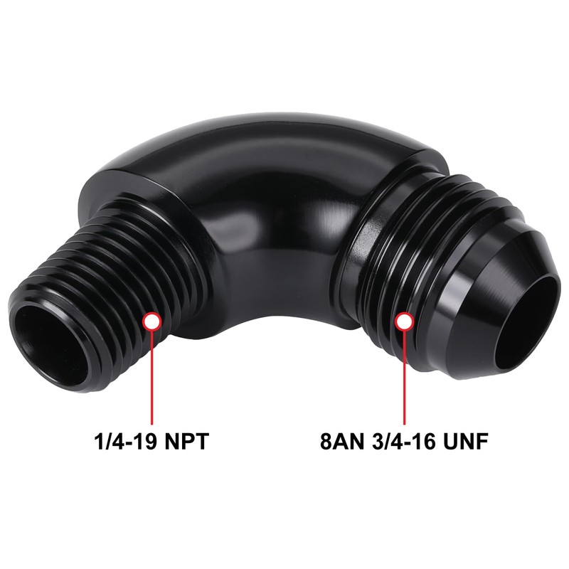 Podavelle 8AN Male Flare to 1/4 NPT Pipe 90 Degree