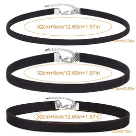 VODAFQS 3 Pieces Velvet Choker Necklaces Women Choker Necklace with Black Ribbon Tattoo Chain Choker for Teen Girls Black
