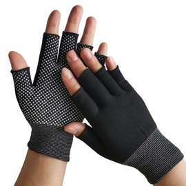 TUISKU 5-Finger Work Gloves, Anti-Slip, Set of 12, Work Gloves, Gardening, Fingerless (Black)