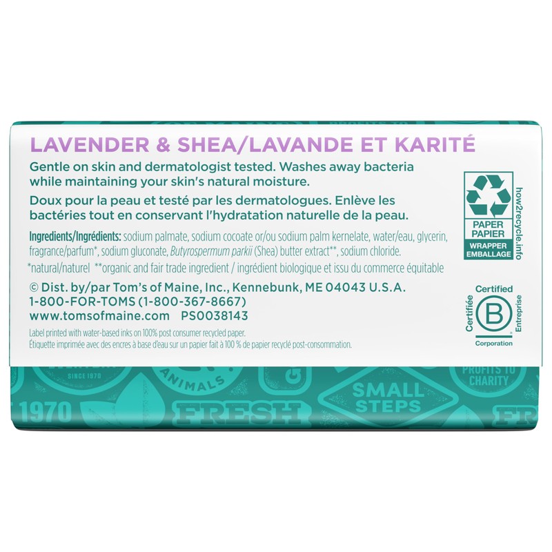 Tom's of Maine Natural Beauty Bar Soap, Lavender & Shea