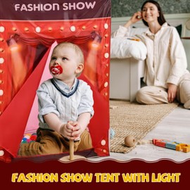PLAY 10 Play Tent with Light, Kids Play Tent Foldable House Kids Tent Indoor Princess Tent, Fashion Show Tent with Light