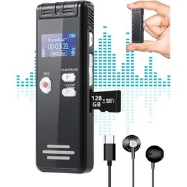 64GB Digital Voice Activated Recorder with Playback - 4552 Hours Audio Recording Device, 3072Kbps HD Dual MIC Tape Recorder Device for Lecture A-B Repeat, MP3 Player, Password,【64GB TF Card Included】 - Style: 128GB, Size: 64GB1