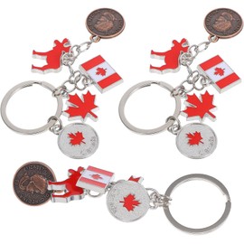 Juego de 3 Llaveros Decorativos Bandera Nacional Canadiense, Aleación de Zinc Resistente, Diseño Creativo de Hoja de Arce, para Familia, Colegas y Recuerdos de Canadá, Accesorios