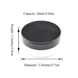 HAHIYO 3Pcs 20ml/0.68oz Plastic Empty Travel Compact Case Makeup Cosmetic Jar Refillable Powder Box No Leak Holder with Rotatable Sifter and Black Screw Lid