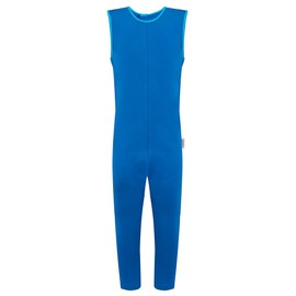 SpecialKids.Company Scratch Sleeves Button Back Ankle Length Footless Dungarees, Soft Woven Cotton, Kingfisher Blue, Age 3-4