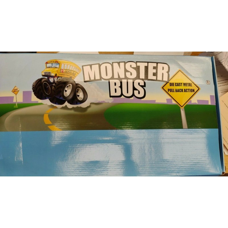 Toysmith #5020 Die Cast Pull-Back MONSTER School Bus QTY 2