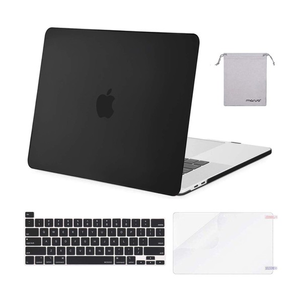 MOSISO Compatible with MacBook Pro 16 inch Case 2020 2019 Release A2141 with Touch Bar Touch ID, Protective Plastic Hard Shell Case & Keyboard Cover & Screen Protector & Storage Bag, Black