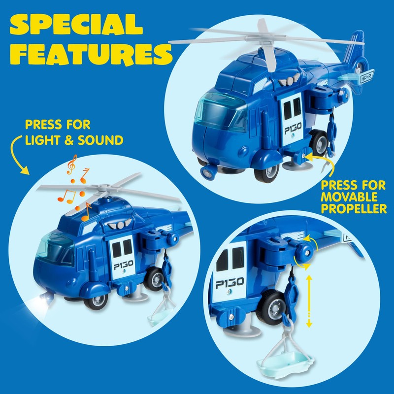 JOYIN 4 Packs Emergency Vehicle Toy Playsets, Friction Powered Vehicles