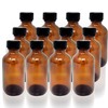 12 Pack (2 oz) 60ml Essential Oil Amber Glass Bottles - Round Boston Empty Refillable Amber Bottle for Many Liquids and Fragrances - CLANRIZA