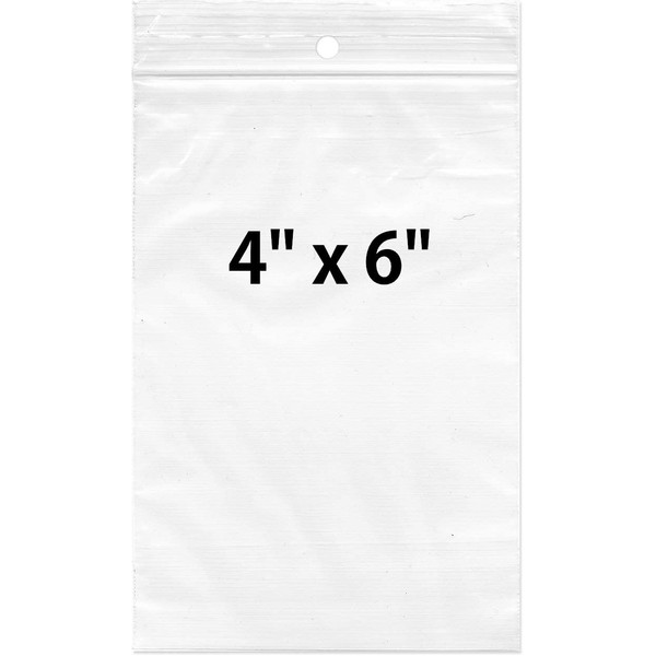 EZpack Clear Resealable Small Zipper Poly Bags 100 Pack, Transparent