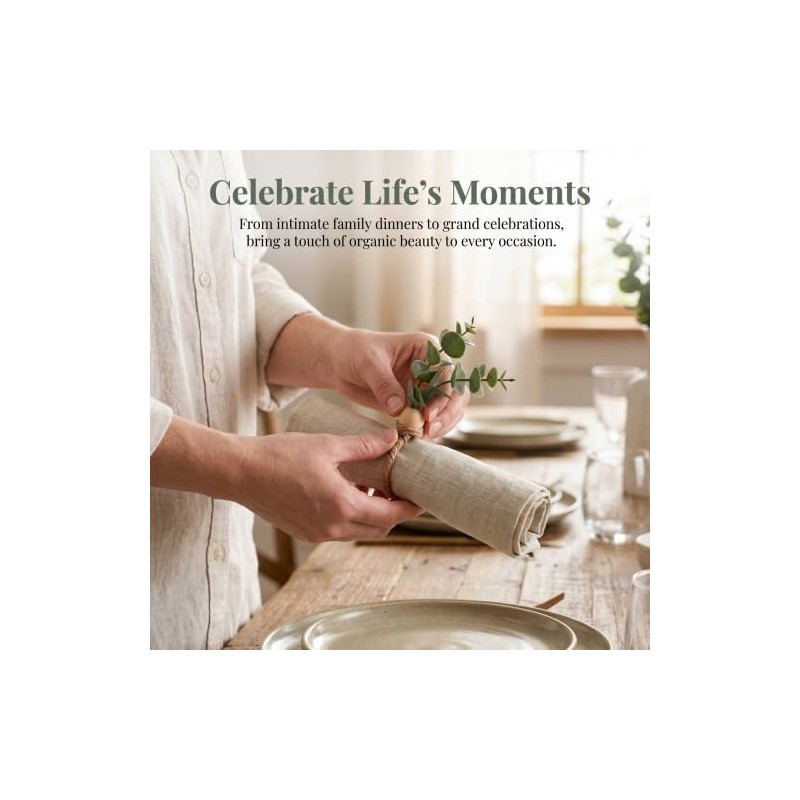 Merzio 6 Pcs Rustic Eucalyptus Napkin Rings Set, Farmhouse Boho