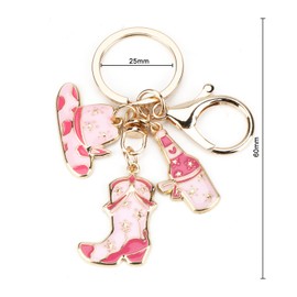 American Retro Cowboy Hat and Boots Keychain, Fashion Bag and Car Key Chain, Cute Gift for Women, Birthday Surprise Gifts for Girlfriend, silver