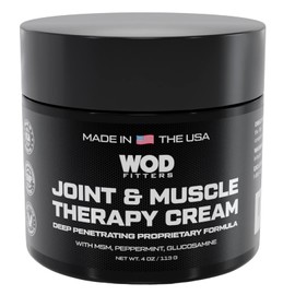 WODFitters Joint & Muscle Therapy Cream - 4 oz - Safe Effective Fast Natural Relief with MSM, Arnica, Glucosamine, Peppermint for Back, Neck, Hands, Feet, Knees, Muscles, Post-Workout Recovery