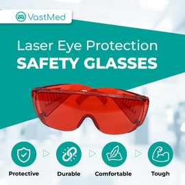 VASTMED 1PC Dental Grade Red Protective Glasses Anti-Fog Safety Goggle Eye Protection Dental Eyewear for Teeth Whitening Light
