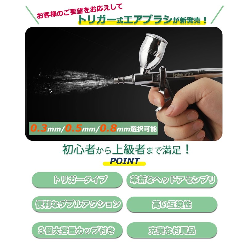 3 Types of Calibers: Airbrush, Trigger Type, Handpiece, 0.01 x