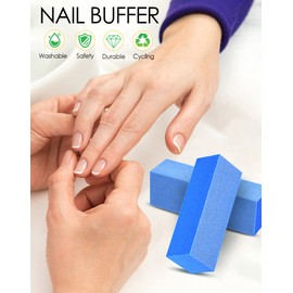 MARYTON Maryton Nail Buffer Blocks, Fine Grit 180/240 Professional Salon Quality 3 Way Blue Buffing Blocks for Natural Nails - Buff Nails Prior to Application of Gel Polish, Acrylic, 5 Count
