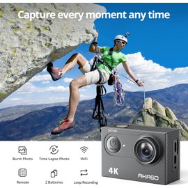 AKASO EK7000 4K30FPS 20MP Action Camera 98FT Waterproof Camera Ultra HD Underwater Camera Support External Microphone with 64GB microSDXC U3 Memory Card (Bundle)
