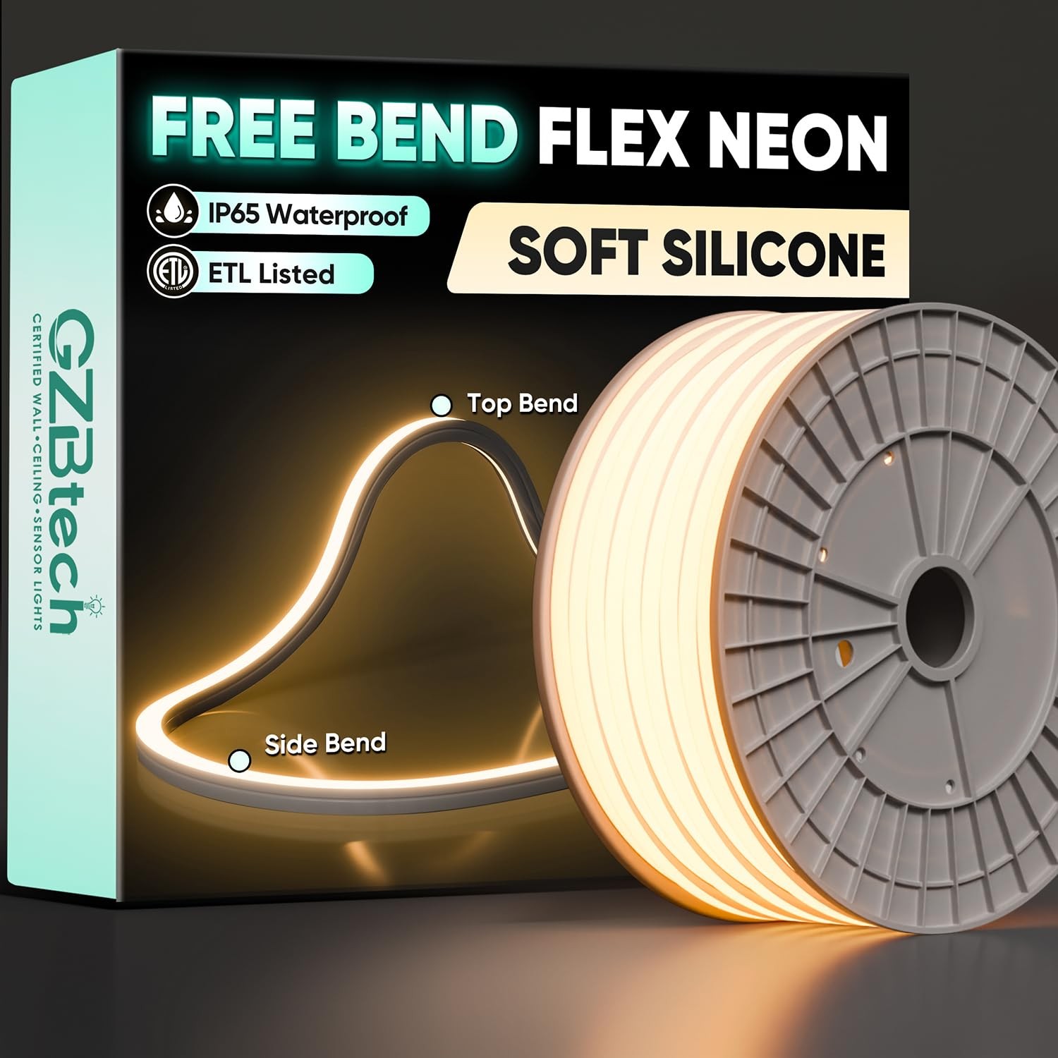 GZBtech 110-120V LED Neon Rope Lights 66FT/20M, 3D Top & Side Free Bend ...