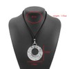 Douxsu Black Leather Rope Silver Circle Necklace for Women (Silver)